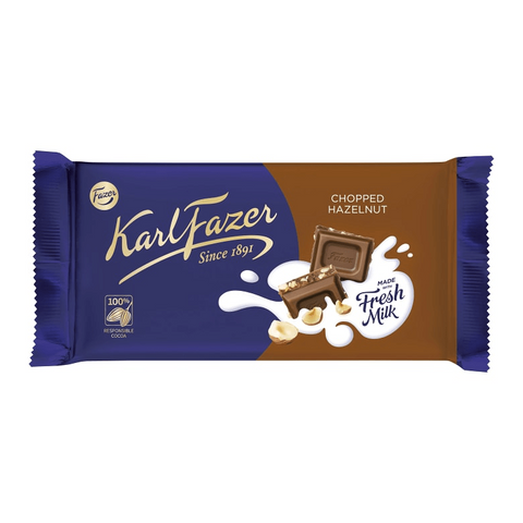 Fazer Chokladkaka Hasselnöt - Chopped Hazelnut Chocolate Bar 145g-Swedishness