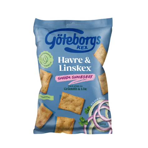 Göteborgs Kex Havre & Linskex Gräddfil Lök - Crackers Sour-cream Onion 100 g-Swedishness