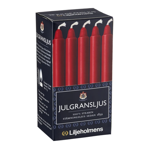 Liljeholmens Julgransljus röda - Red Christmastree Candles 20pcs-Swedishness