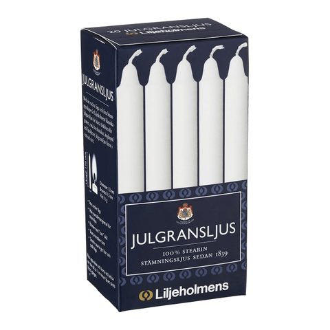 Liljeholmens Julgransljus vita - White Christmastree Candles 20pcs-Swedishness