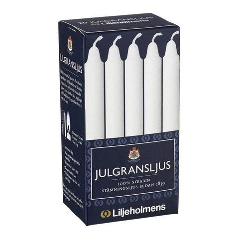 Liljeholmens Julgransljus vita - White Christmastree Candles 20pcs-Swedishness