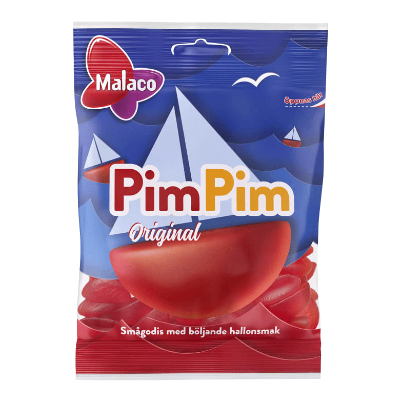 Malaco Pim Pim Hallonbåtar - Sweet Raspberry Boats 80g-Swedishness