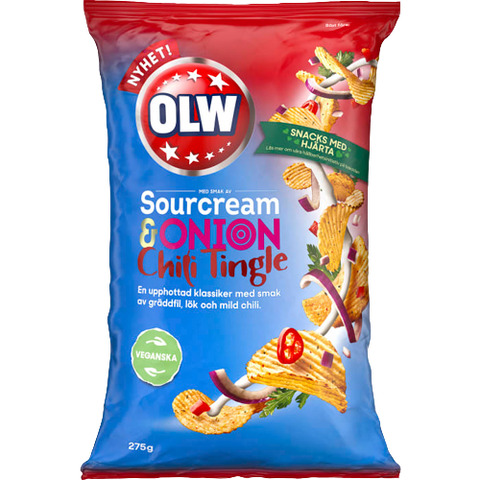 OLW Sourcream & Onion Chili Tingle Crisps 275 g-Swedishness