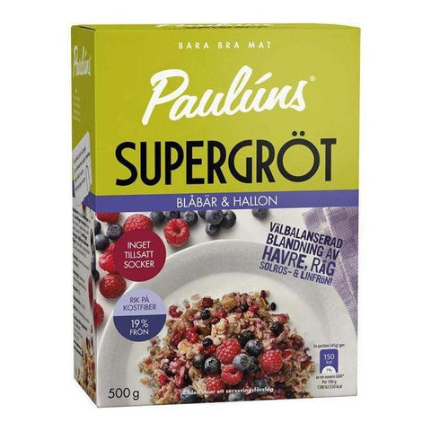 Paulúns Supergröt Blåbär & Hallon - Super Porridge Blueberry & Raspberry 500g-Swedishness