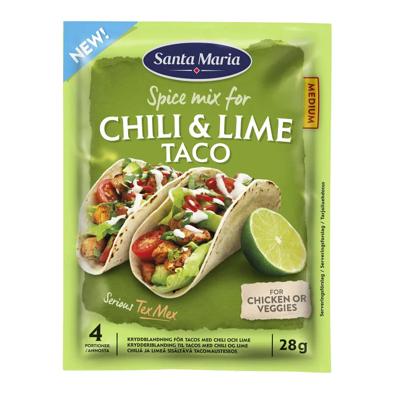 Santa Maria Chili & Lime Taco Kryddmix - Spicemix Chili & Lime 28g-Swedishness