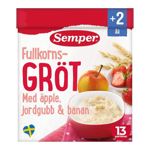 Semper Fullkornsgröt Äpple/Jordgubb/Banan - Oat Porridge Apple/Strawberry/Banana, 2 years, 470 gr-Swedishness
