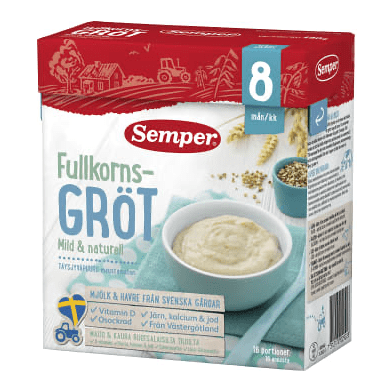 Semper Fullkornsgröt Mild & Naturell - Oat Porridge Mild & Naturell 8 months, 480g-Swedishness