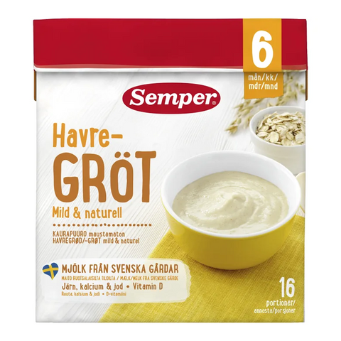 Semper Havregröt Mild & Naturell från 6m - Oat porridge 480 gr-Swedishness