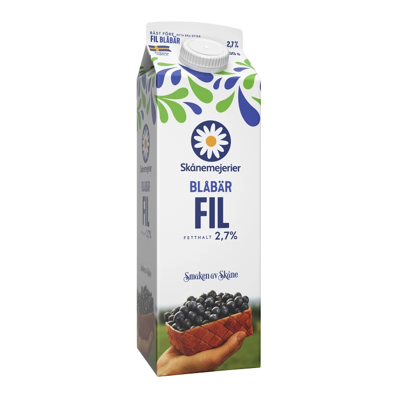 Skånemejerier Filmjölk Blåbär 3% - Sour Milk Blueberry 1l-Swedishness