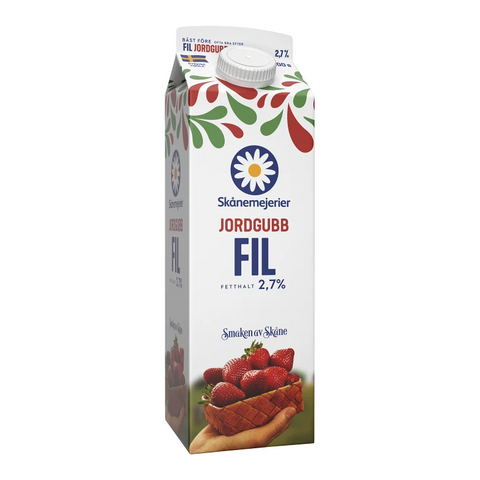 Skånemejerier Filmjölk Jordgubb 3% - Sour Milk Strawberry 1l-Swedishness