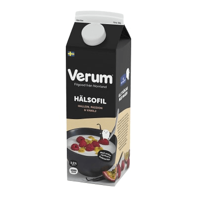 Verum Hälsofil Hallon Passion & Vanilj 3,5% - Raspberry, Passion & Vanilla Buttermilk 1 L-Swedishness