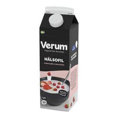 Verum Hälsofil Jordgubb & Smultron 3,5% - Strawberry & Wildberry Buttermilk 1 L-Swedishness
