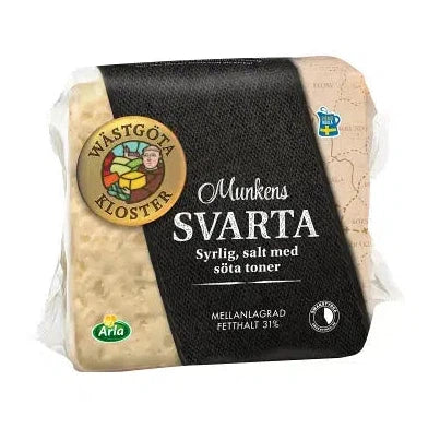 Wästgöta-Kloster Munkens Svart Mellanlagrad 31% - Medium Matured Cheese app. 800g-Swedishness